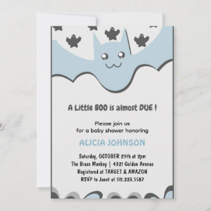 Convites Menino morcego fofo Pequeno boo baby shower de Hal