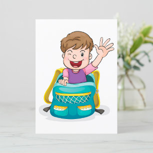 Convites Menino na mochila balançando crianças da escola di