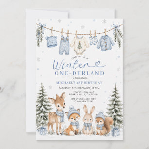 Convites Menino Oneederland de Inverno Aniversário de 1 Ano