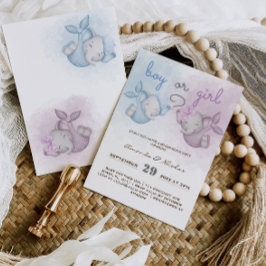 Convites Menino ou Elefante rosa azul revelador