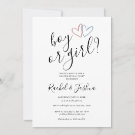 Convites Menino Ou Menina Azul Corações Cor-De-Rosa Sexo Fe