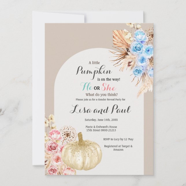 Convites Menino ou Menina de Outono Pumpkins Revolução de G (Frente)