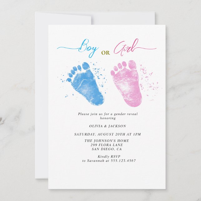 Convites Menino ou Menina Festa de gênero (Frente)