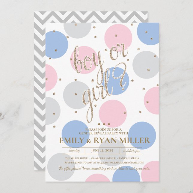 Convites Menino ou Menina? Festa de Revolução do Gênero Beb (Frente/Verso)