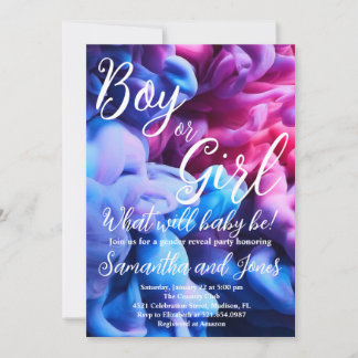 Convites Menino ou Menina Fumaça Quente Sexo de Bebê Festa