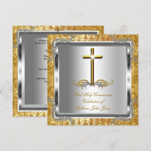 Convites Menino ou Menina Primeira 1ª Comunhão Ouro Prata 2