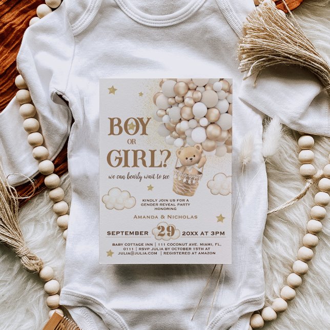 Convites Menino ou Menina Revela Urso de Teddy (Criador carregado)