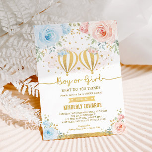 Convites Menino ou Menina, Sexo de Balão de Ar Quente Reve