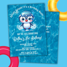 Menino Pinguim na Piscina Festa de Aniversário Spl