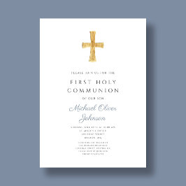 Convites Menino Religioso da Cruz Azul Primeira Comunhão Sa
