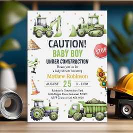 Convites Menino sob Chá de fraldas de construção