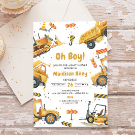 Convites Menino sob Chá de fraldas de construção