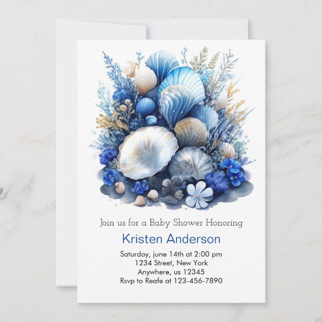 Convites Menino sob o Chá de fraldas do mar (Frente)