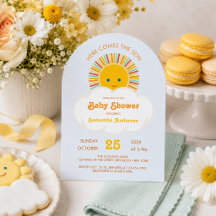 Menino Sol Chá de Bebê Aqui Vem o Filho Lindos Azu