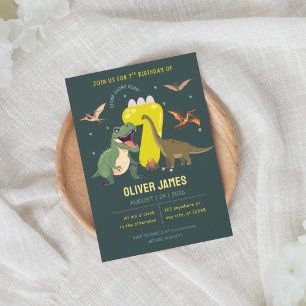 Convites Menino tema dinossauro 7º aniversário