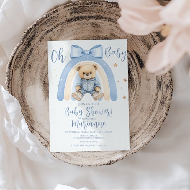 Convites Menino Urso Préppy Churrasco de Bebê Casual (Criador carregado)