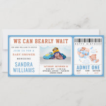 Menino Urso Teddy "Mal Podemos Esperar" Chá de Beb