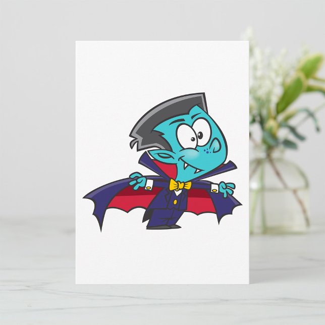 Convites Menino Vampiro Azul com Cape Cute Dracula (Criador carregado)