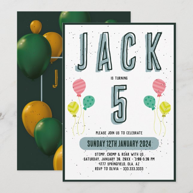 Convites Meninos Bonitos Tema Verde Moderno Escuro Meninos  (Frente/Verso)