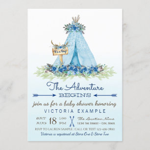 Convites Meninos: Chamadas Tribais de TeePee Boho Baby Show