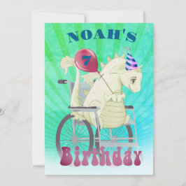 Convites Meninos com deficiência Dragão Verde Aniversário