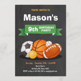 Convites Meninos da festa de aniversário de esportes