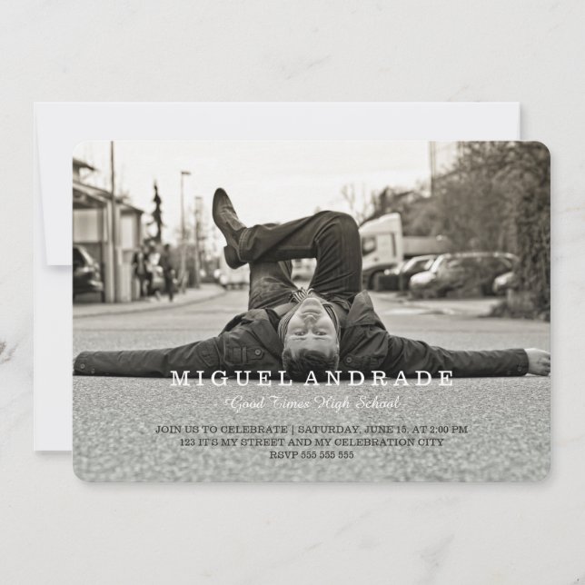 Convites Meninos da festa de formatura da foto do segundo (Frente)