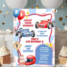 Meninos de Carro de Corrida Aniversário Conjunto
