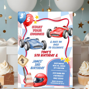 Convites Meninos de Carro de Corrida Aniversário Conjunto