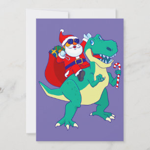 Convites Meninos de Natal Dinossauro Papai Noel T Rex Natal