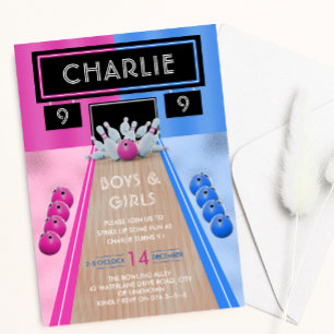 Convites Meninos e Meninas da Pista de Boliche Aniversário 