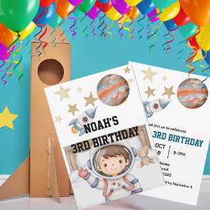 Convites Meninos Fofos Espaço Sideral Aniversário de Crianç