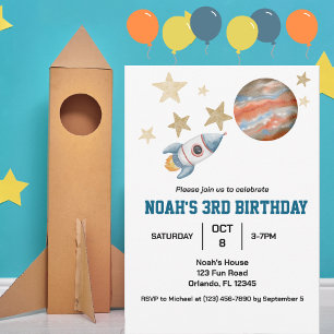 Convites Meninos Fofos Espaço Sideral Aniversário Infantil