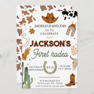 Convites Meninos Meu Primeiro primeiro aniversario Rodeio