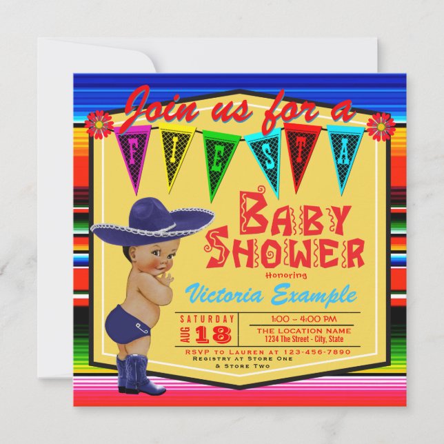 Convites Meninos Mexicanos Fiesta Baby Shower (Frente)