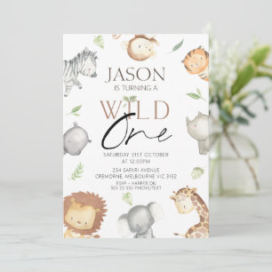 Convites Meninos Modernos Minimalistas Safari Selvagem Um A