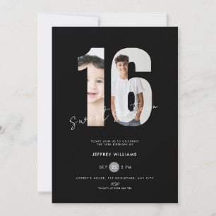 Convites Meninos Negros Sweet Sixteen - Foto de Aniversário
