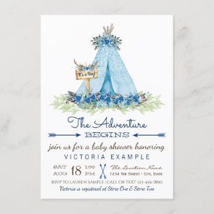 Convites Meninos Tribal Boho TeePee Baby Shower
