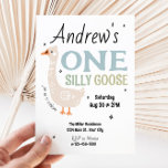 Convites Meninos Um Bobo Goose Summer Kids Primeiro Anivers<br><div class="desc">Celebre o seu grande dia com este adorável e caprichoso convite para primeiros aniversarios! Apresentando um ganso de bobo divertido e uma tipografia colorida e divertida, este doce design é perfeito para a primeira comemoração de um menino. A parte de trás do cartão é terminada com um padrão de gingham...</div>