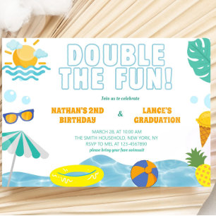 Convites Meninos Verão Irmãos Aniversário e Formatura Conju