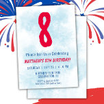 Convites Meninos Watercolor Kids Azul 8º Aniversário<br><div class="desc">Crianças do 8º aniversário,  garoto da festa azul 8º convite de aniversário para um garoto de 8 anos com fontes divertidas escrevendo e número de aquarela divertida.</div>