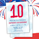 Convites Meninos Watercolor Kids Blue 10º Aniversário<br><div class="desc">Crianças do 10º aniversário,  garoto,  festa azul do 10º convite de aniversário para um garoto de 10 anos com fontes divertidas escrevendo e número de aquarela divertida.</div>