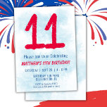 Convites Meninos Watercolor Kids Blue 11 Birthday<br><div class="desc">11 aniversário crianças garoto convite de aniversário de 11 azul de festa para um garoto de 11 anos com fontes divertidas escrevendo e número de aquarela divertida.</div>