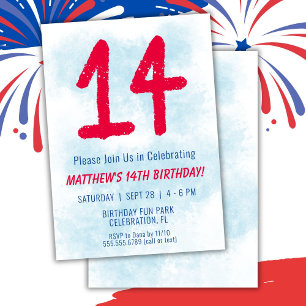 Convites Meninos Watercolor Kids Blue 14 Birthday