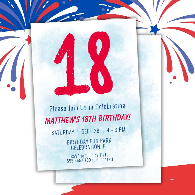 Convites Meninos Watercolor Kids Blue 18º aniversário (Criador carregado)