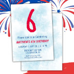 Convites Meninos Watercolor Kids Blue 6 Birthday<br><div class="desc">6 aniversário crianças garoto convite de aniversário de 6 azul de festa para um garoto de 6 anos com fontes divertidas escrevendo e número de aquarela divertida.</div>