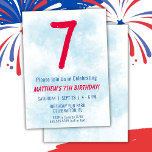 Convites Meninos Watercolor Kids Blue 7 Birthday<br><div class="desc">7 aniversário crianças garoto convite de aniversário de 7 azul de festa para um garoto de 7 anos com fontes divertidas escrevendo e número de aquarela divertida.</div>