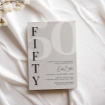 Convites Menor bege 50.ª Festa de aniversário<br><div class="desc">Essa tipografia minimalista do 50º convite de aniversário é perfeita para uma festa de aniversário moderna. Personalizável em qualquer cor. Mantenha o design mínimo e elegante, como está, ou personalize-o adicionando seus próprios gráficos e trabalhos de arte. Para personalização mais avançada deste design, por exemplo, alteração do layout, da fonte...</div>