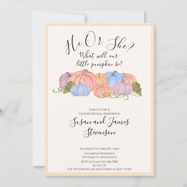 Convites Menor Gênero Revela Pequeno Tema da Abóbora Convit (Frente)