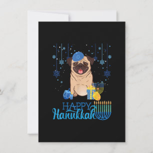 Convites Menorá de Cachorro Pug Judeu Chapéu Chanuká Hanukk